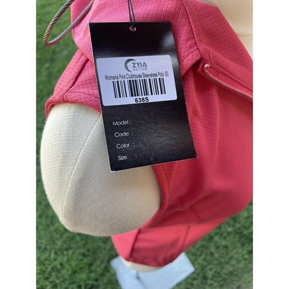 Zyia Active Clubhouse Pink Mesh Zip Up Sleeveless Polo Shirt Size Small - Picture 8 of 9
